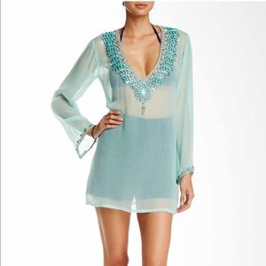 Karen’s Embellished Silk Tunic Small NWOT